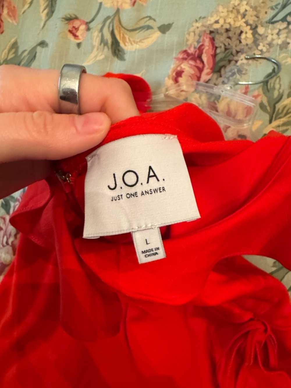 Red Ruffle Wrap Dress - Picture 4 of 5